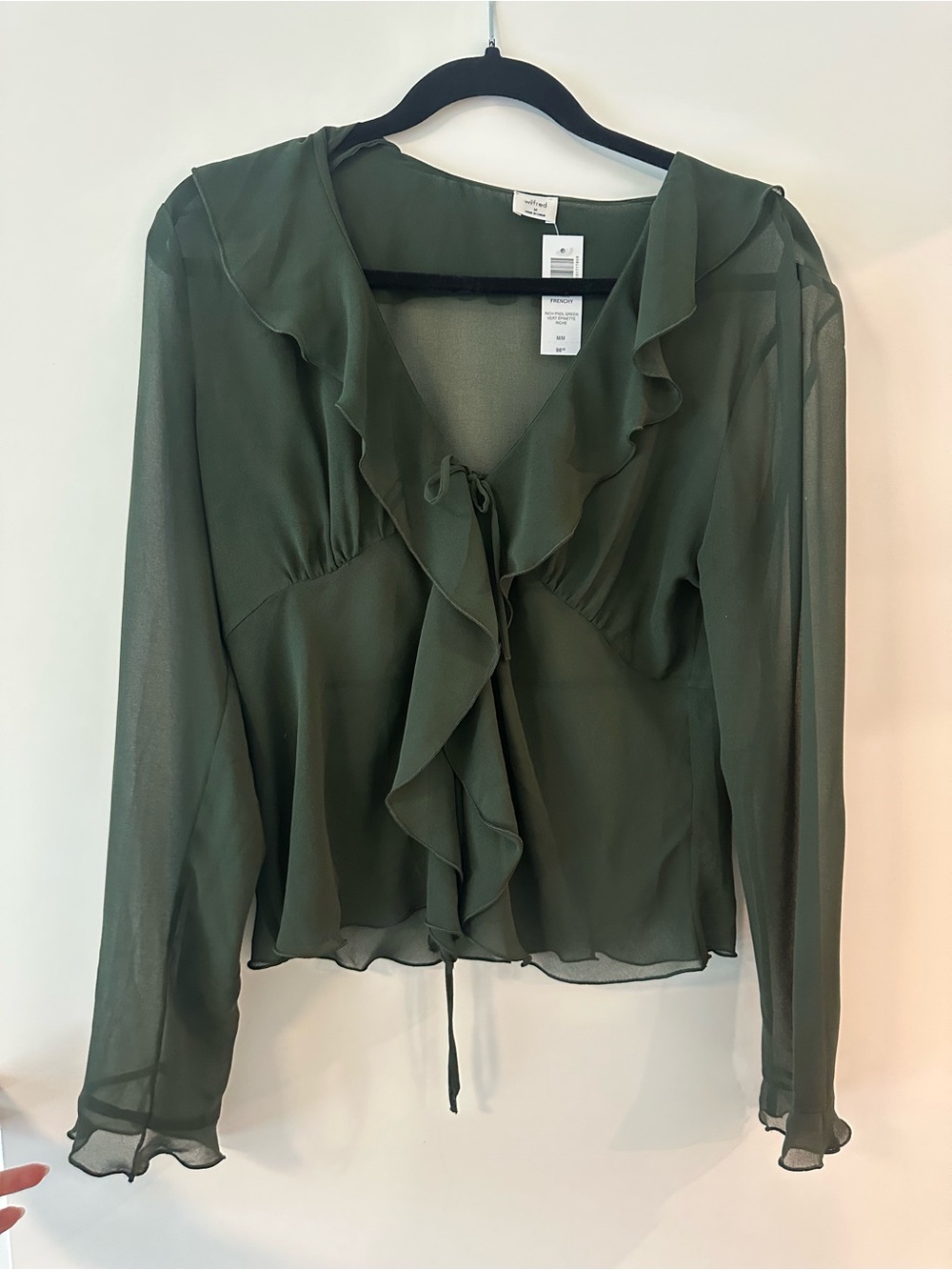 Wilfred Olive Green Ruffle Tie-Front Blouse